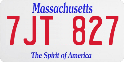 MA license plate 7JT827