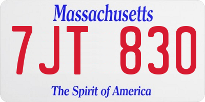 MA license plate 7JT830