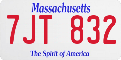 MA license plate 7JT832