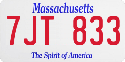 MA license plate 7JT833