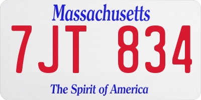 MA license plate 7JT834