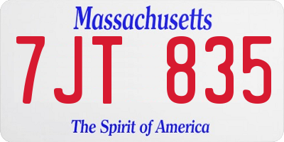 MA license plate 7JT835