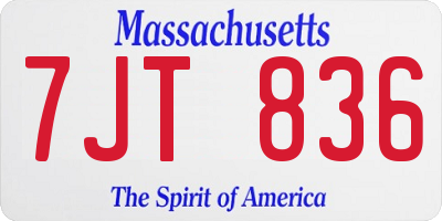 MA license plate 7JT836