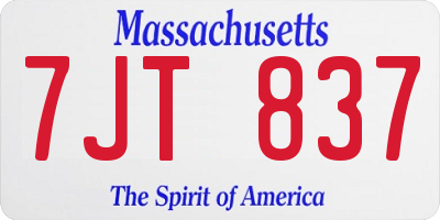 MA license plate 7JT837