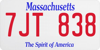 MA license plate 7JT838