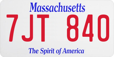 MA license plate 7JT840