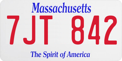 MA license plate 7JT842