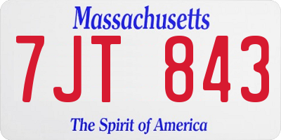 MA license plate 7JT843