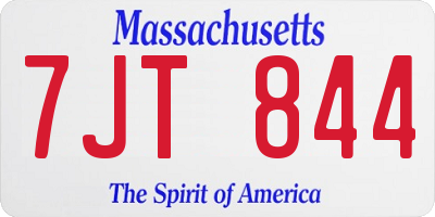 MA license plate 7JT844