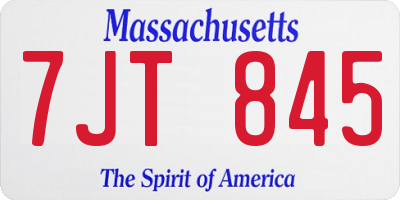 MA license plate 7JT845