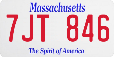 MA license plate 7JT846