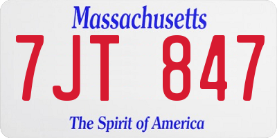 MA license plate 7JT847