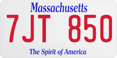 MA license plate 7JT850