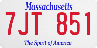 MA license plate 7JT851