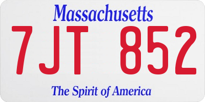 MA license plate 7JT852