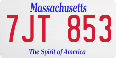 MA license plate 7JT853