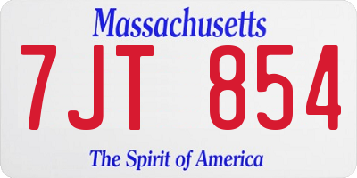 MA license plate 7JT854