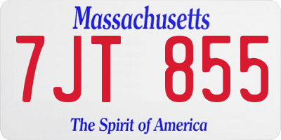MA license plate 7JT855
