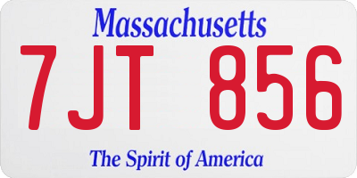 MA license plate 7JT856