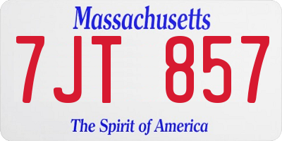 MA license plate 7JT857