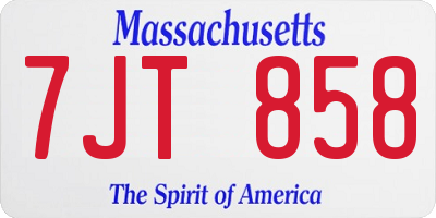 MA license plate 7JT858