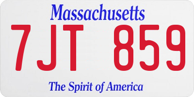 MA license plate 7JT859