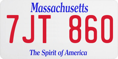 MA license plate 7JT860