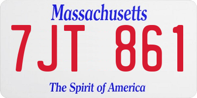 MA license plate 7JT861