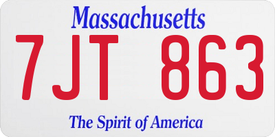 MA license plate 7JT863
