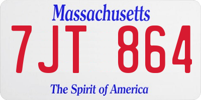 MA license plate 7JT864