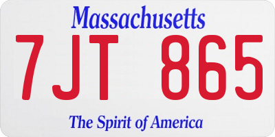 MA license plate 7JT865