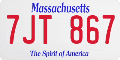 MA license plate 7JT867