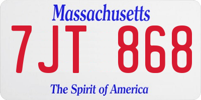 MA license plate 7JT868