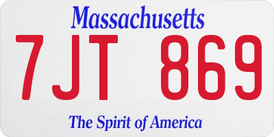 MA license plate 7JT869
