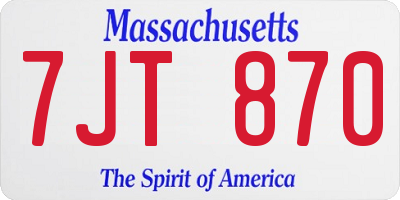 MA license plate 7JT870