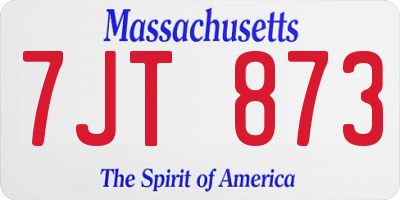 MA license plate 7JT873