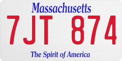 MA license plate 7JT874
