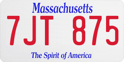 MA license plate 7JT875