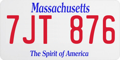 MA license plate 7JT876