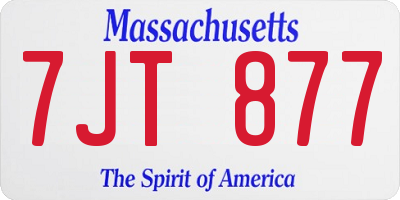 MA license plate 7JT877