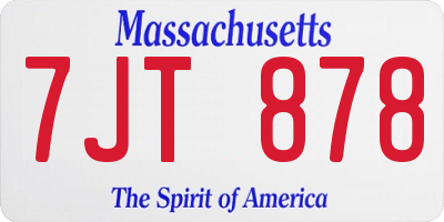 MA license plate 7JT878