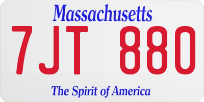 MA license plate 7JT880