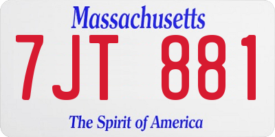 MA license plate 7JT881