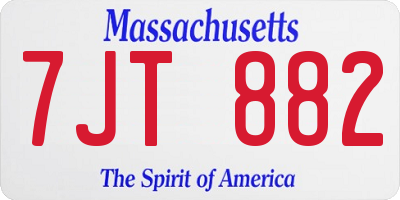 MA license plate 7JT882