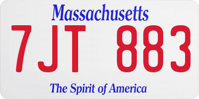 MA license plate 7JT883