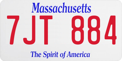MA license plate 7JT884