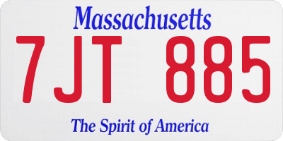 MA license plate 7JT885