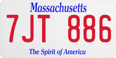 MA license plate 7JT886