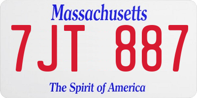 MA license plate 7JT887