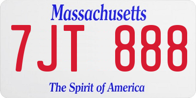 MA license plate 7JT888